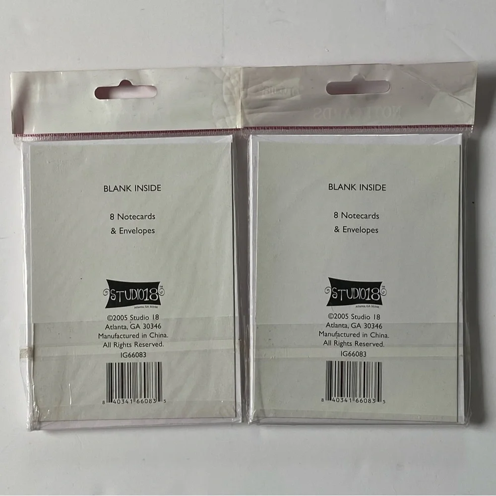 Note Cards 2 Sets Knitting Sewing Pink Blue Lady Fashion New 16 Cards Envelopes
